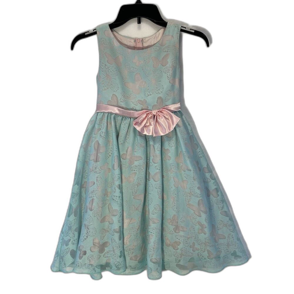 Kids Dream Butterfly Dress Girl’s Size 7-8 Blue/Pink Made in USA Style# 382